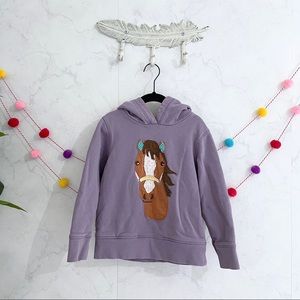 Mini Boden Horse Purple Polka Dot Hoodie 6/7 Years